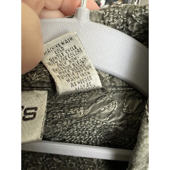 Chicos Jacket Womens Medium Green Embroidered Button‎ Down Textured Pockets Boho - Picture 4 of 13